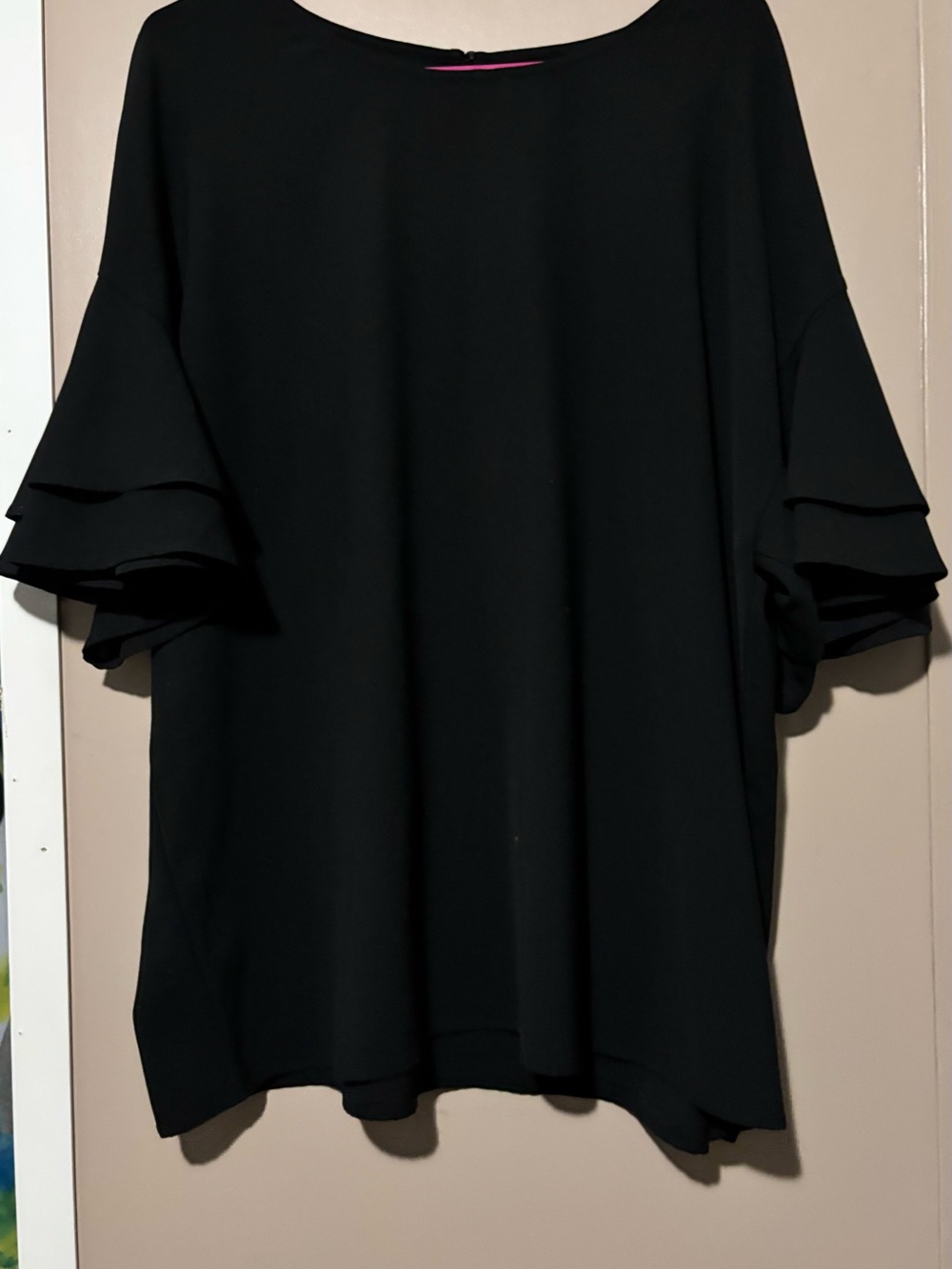 Black Ruffle Sleeve Women's Top